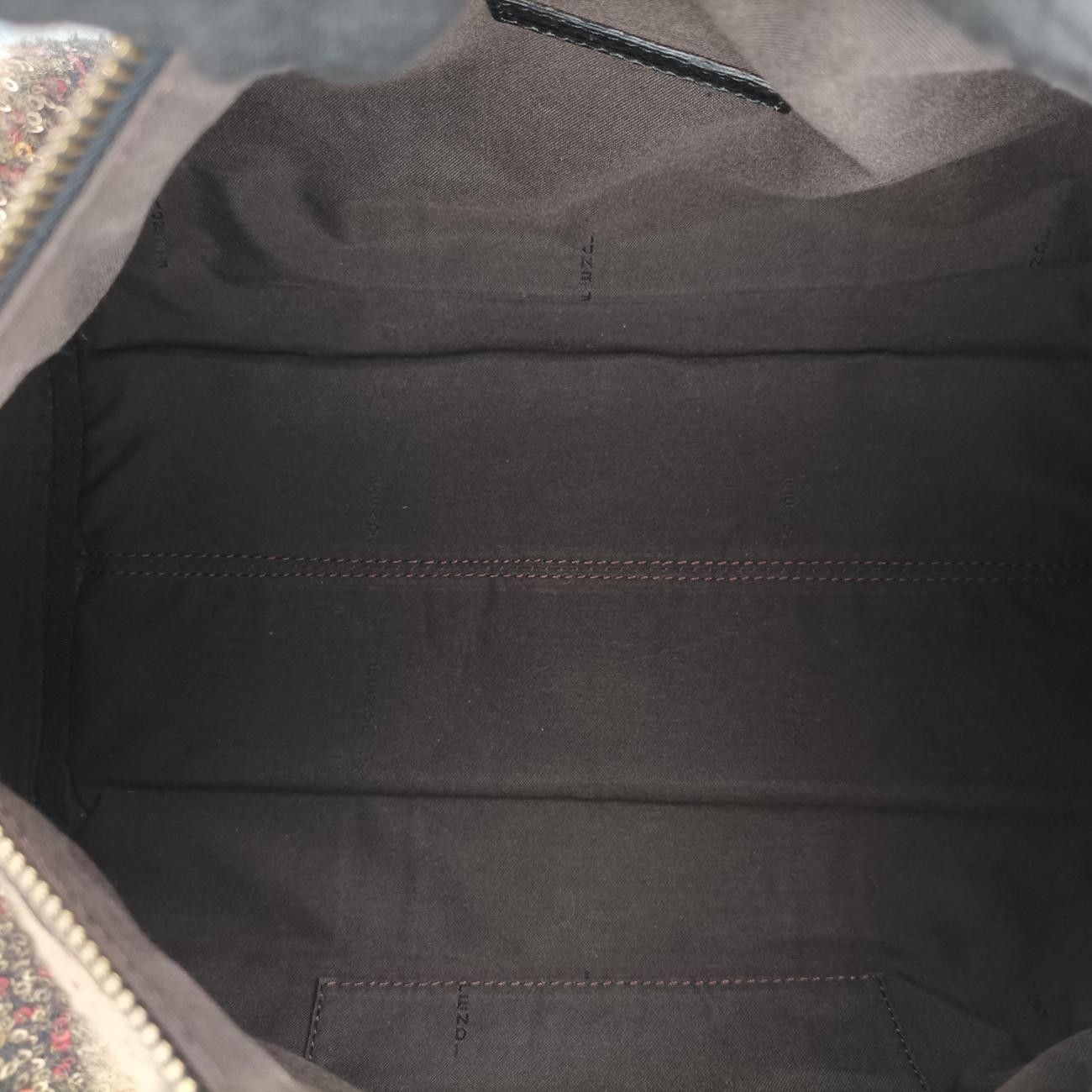 Fendi Forever Bowlet Black Sequin Embroidery Wool Fabric Patent Zge Handbag — view 9