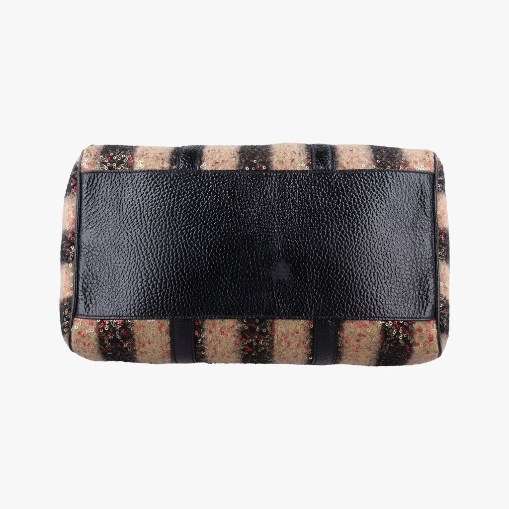 Fendi Forever Bowlet Black Sequin Embroidery Wool Fabric Patent Zge Handbag — view 3