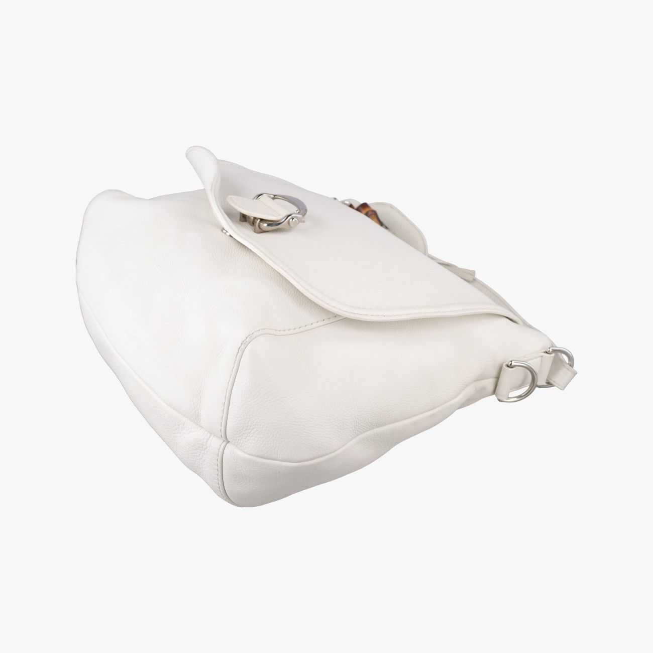 Gucci Guccissima Large Techno Horsebit Hobo White Leather — view 4
