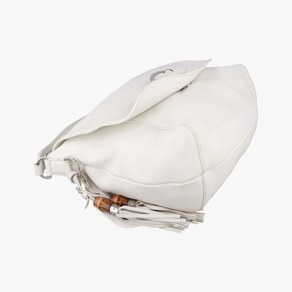 Gucci Guccissima Large Techno Horsebit Hobo White Leather — view 5