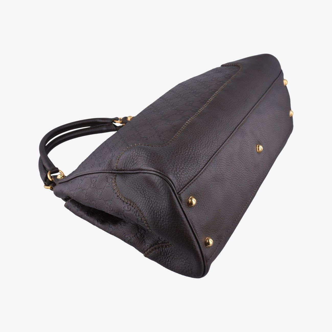 Gucci Guccissima New Perum Horsebit Brown Leather Handbag — view 7