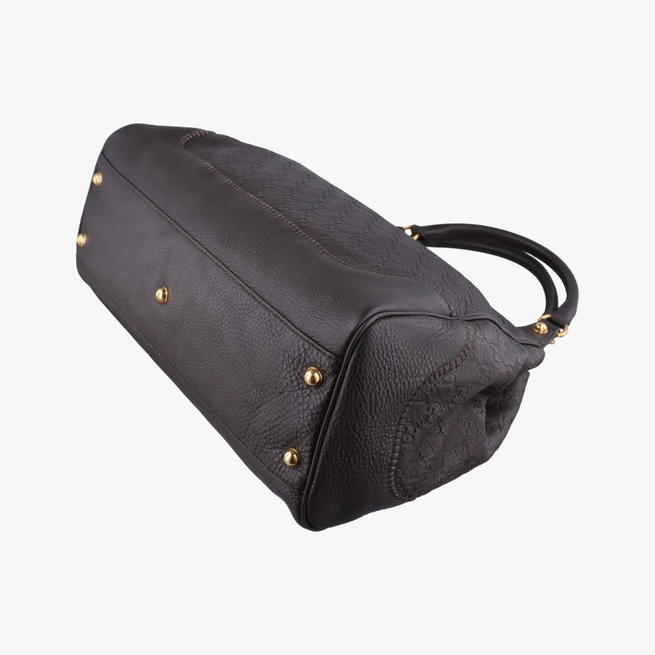 Gucci Guccissima New Perum Horsebit Brown Leather Handbag — view 6