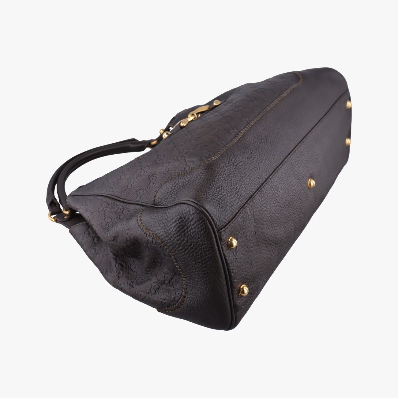 Gucci Guccissima New Perum Horsebit Brown Leather Handbag — view 5