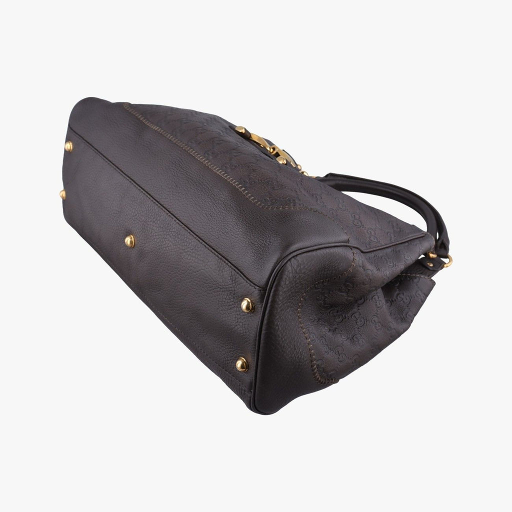 Gucci Guccissima New Perum Horsebit Brown Leather Handbag — view 4