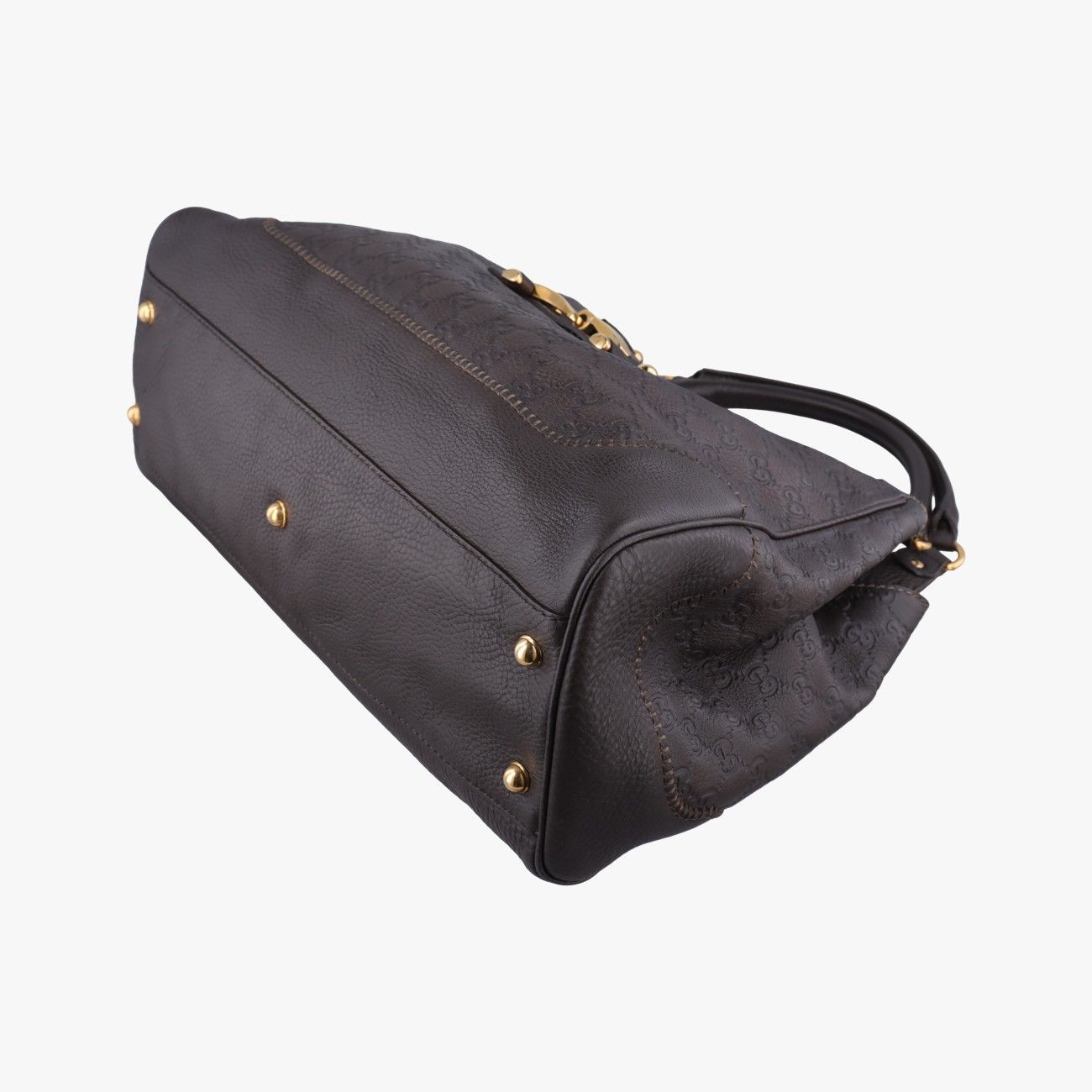 Gucci Guccissima New Perum Horsebit Brown Leather Handbag — view 4