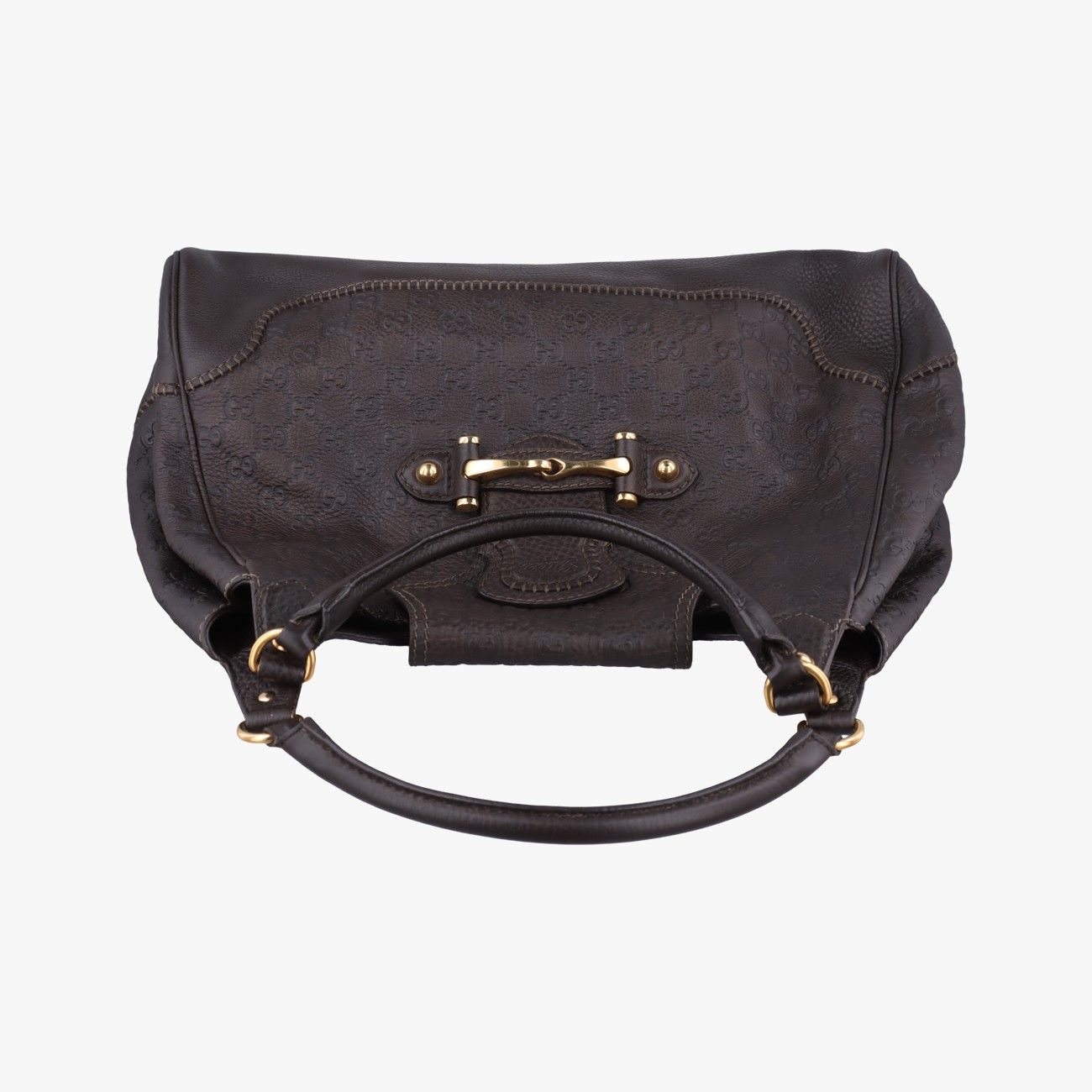 Gucci Guccissima New Perum Horsebit Brown Leather Handbag — view 8