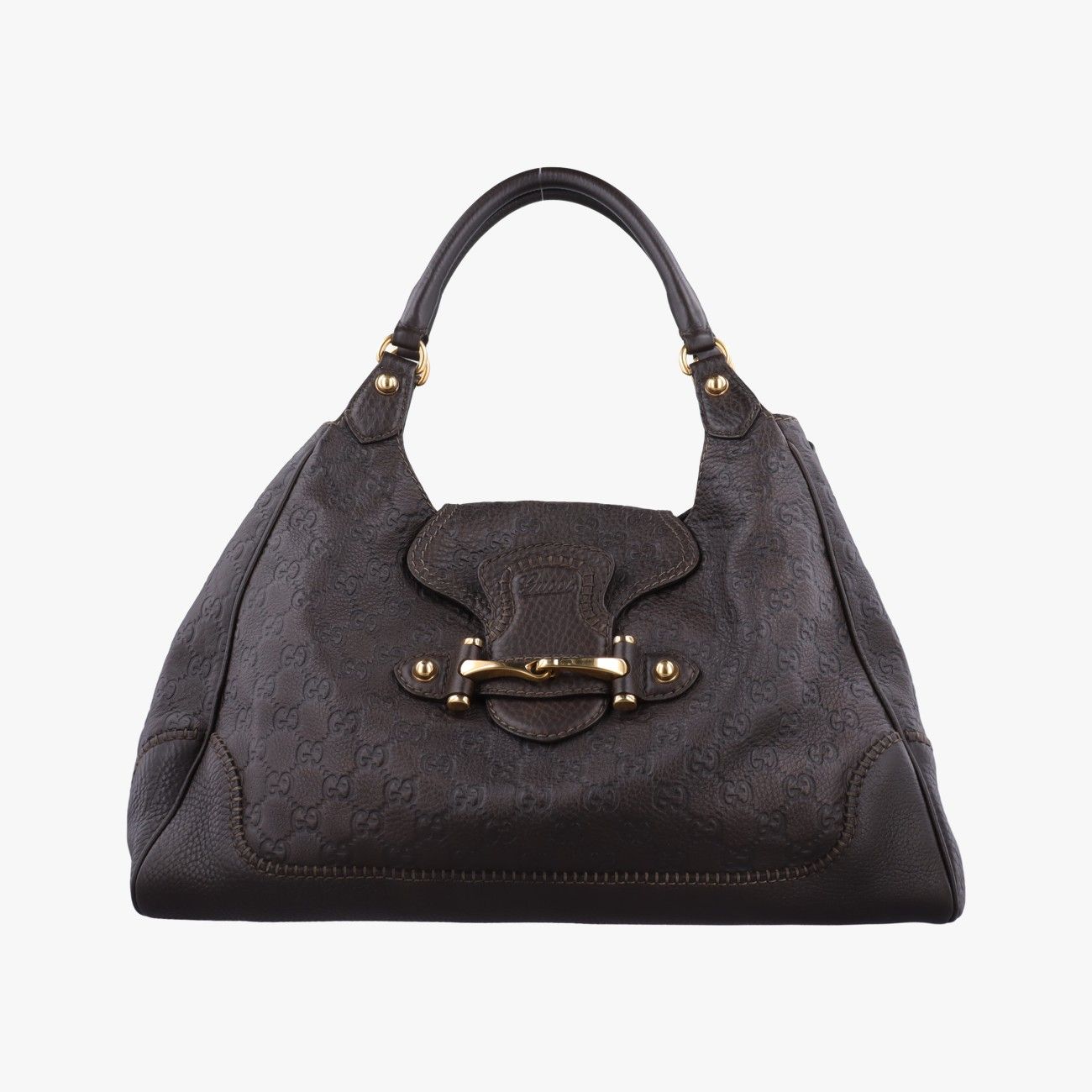 Gucci Guccissima New Perum Horsebit Brown Leather Handbag
