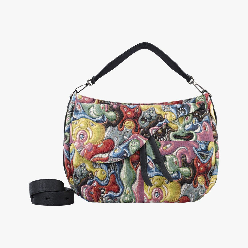 Dior &kennie Schaaf Saddle Soft Multicolor Jacquard Grained Calfskin Shoulder