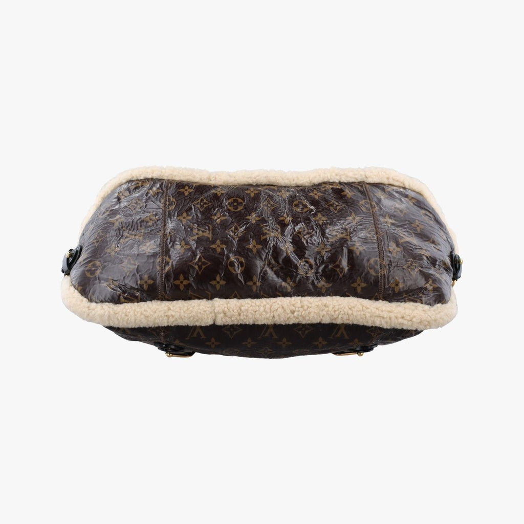 Louis Vuitton Monogram Shearling Tote Brown Cream Patent — view 3