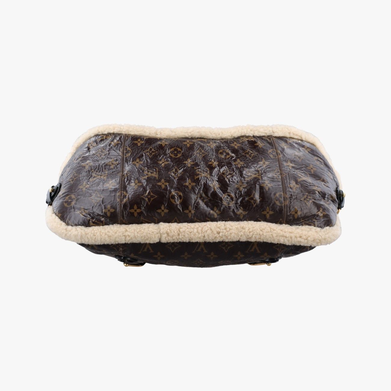 Louis Vuitton Monogram Shearling Tote Brown Cream Patent — view 3