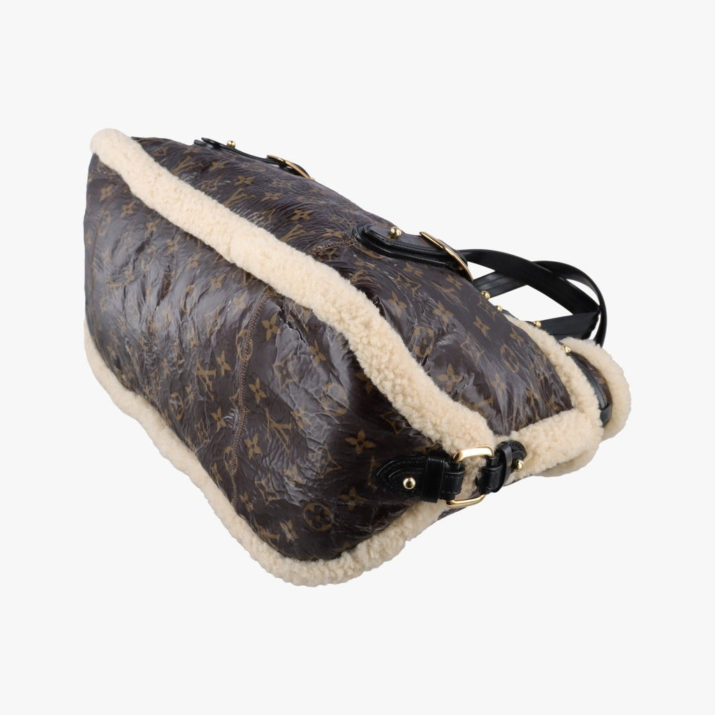 Louis Vuitton Monogram Shearling Tote Brown Cream Patent — view 6