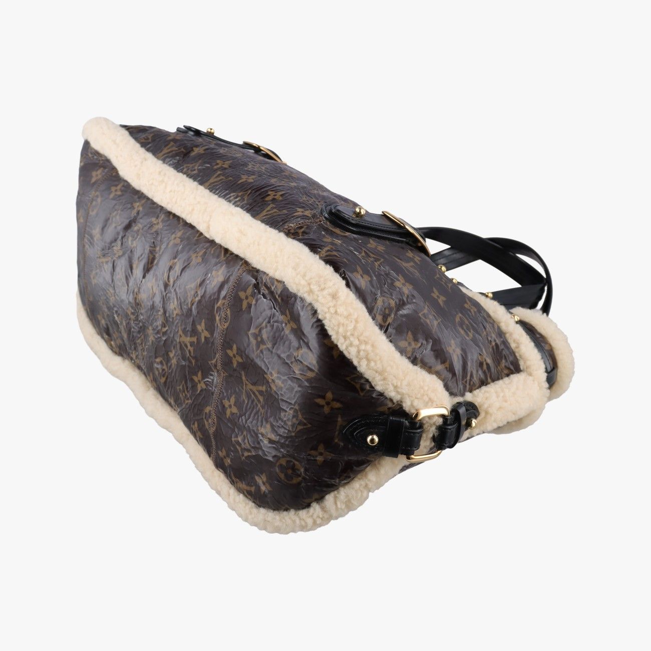 Louis Vuitton Monogram Shearling Tote Brown Cream Patent — view 6