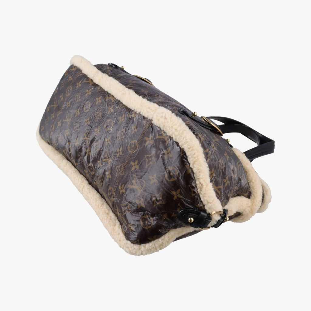 Louis Vuitton Monogram Shearling Tote Brown Cream Patent — view 4