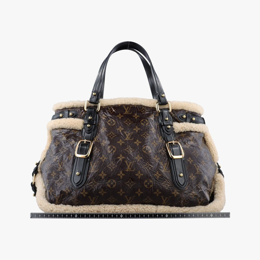 Louis Vuitton Monogram Shearling Tote Brown Cream Patent — view 2