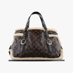 Louis Vuitton Monogram Shearling Tote Brown Cream Patent — view 2