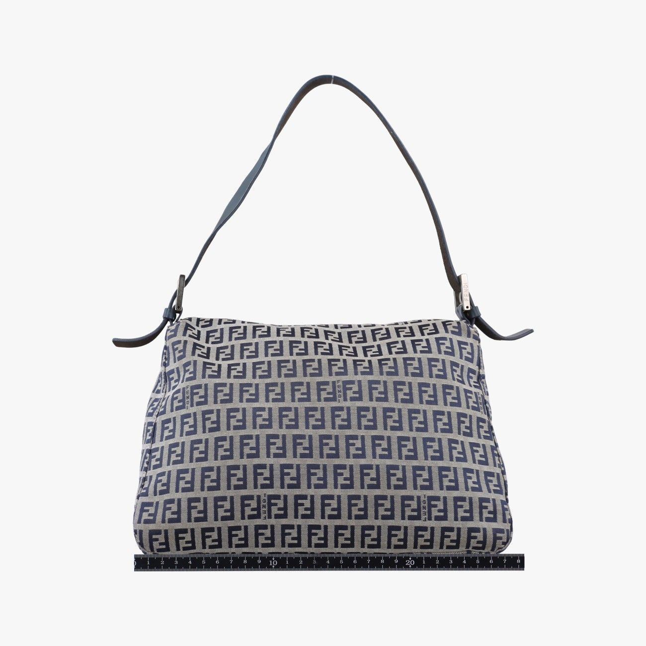 Fendi Mamma Bucket Zucchino Pattern Navy Gray Canvas Leather Shoulder — view 2