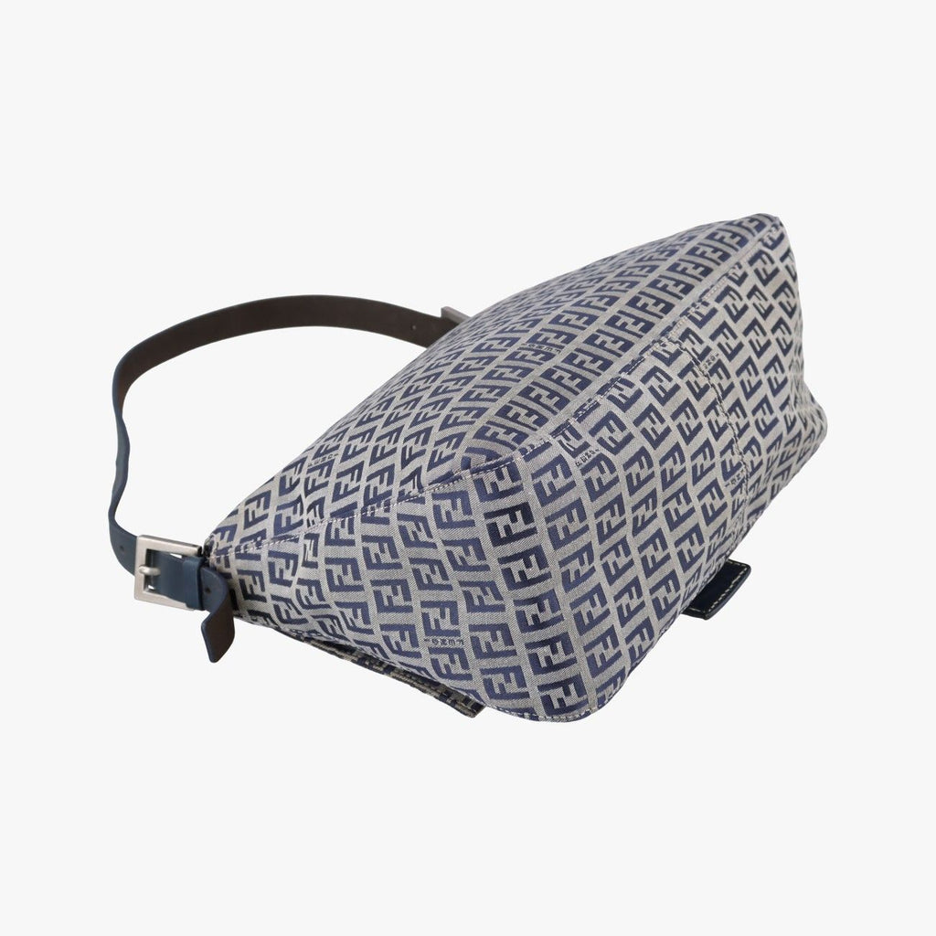 Fendi Mamma Bucket Zucchino Pattern Navy Gray Canvas Leather Shoulder — view 7