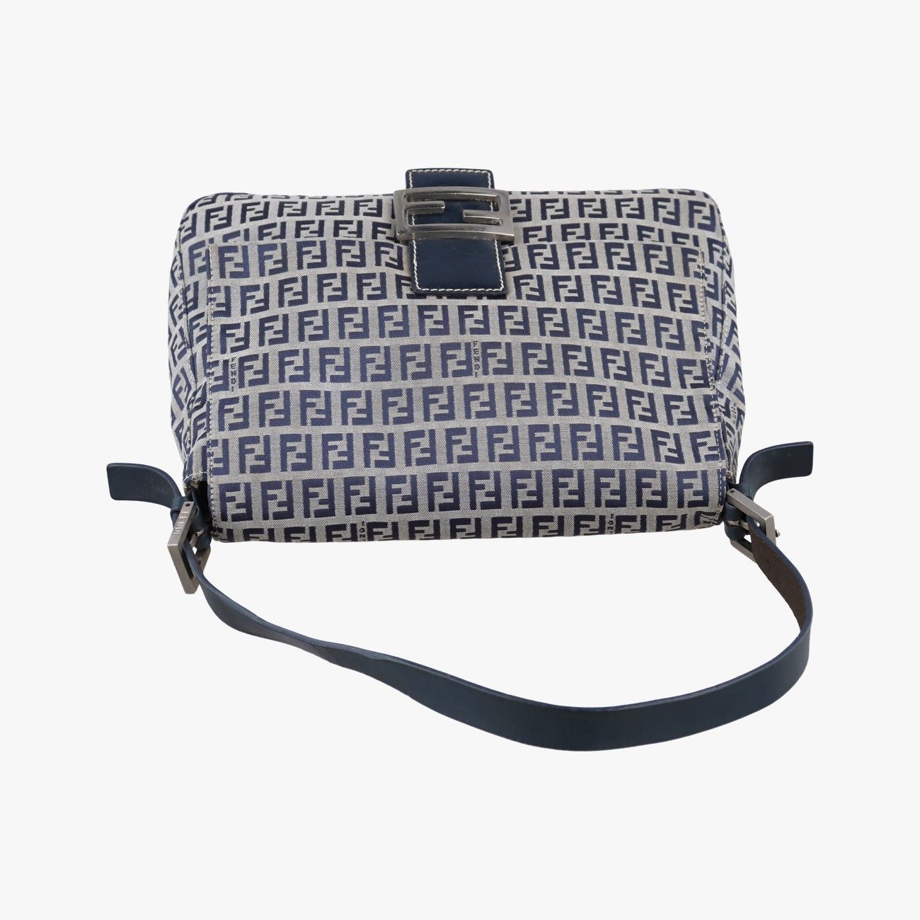 Fendi Mamma Bucket Zucchino Pattern Navy Gray Canvas Leather Shoulder — view 8