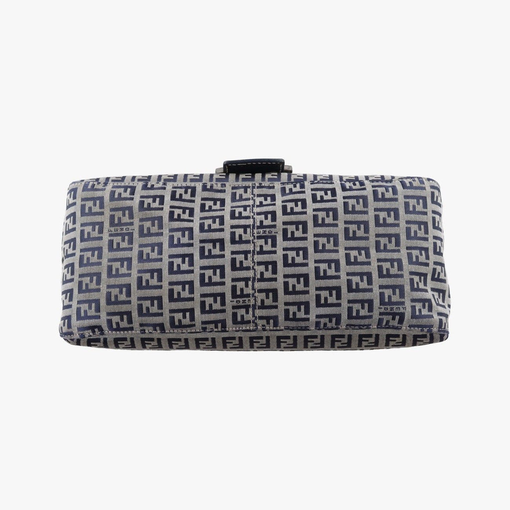Fendi Mamma Bucket Zucchino Pattern Navy Gray Canvas Leather Shoulder — view 3