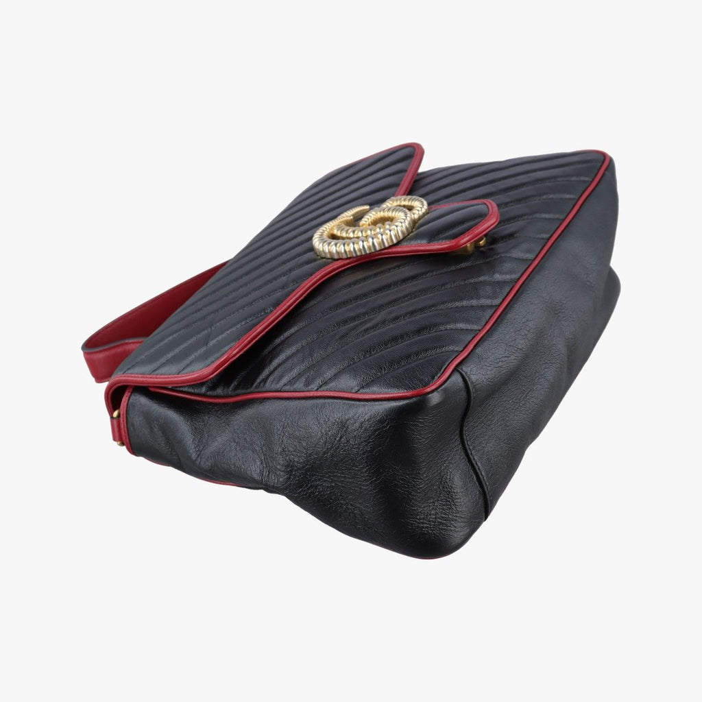 Gucci GG Marmont Black Red Leather Shoulder — view 5