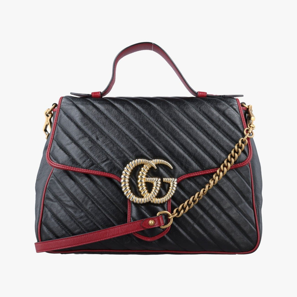 Gucci GG Marmont Black Red Leather Shoulder