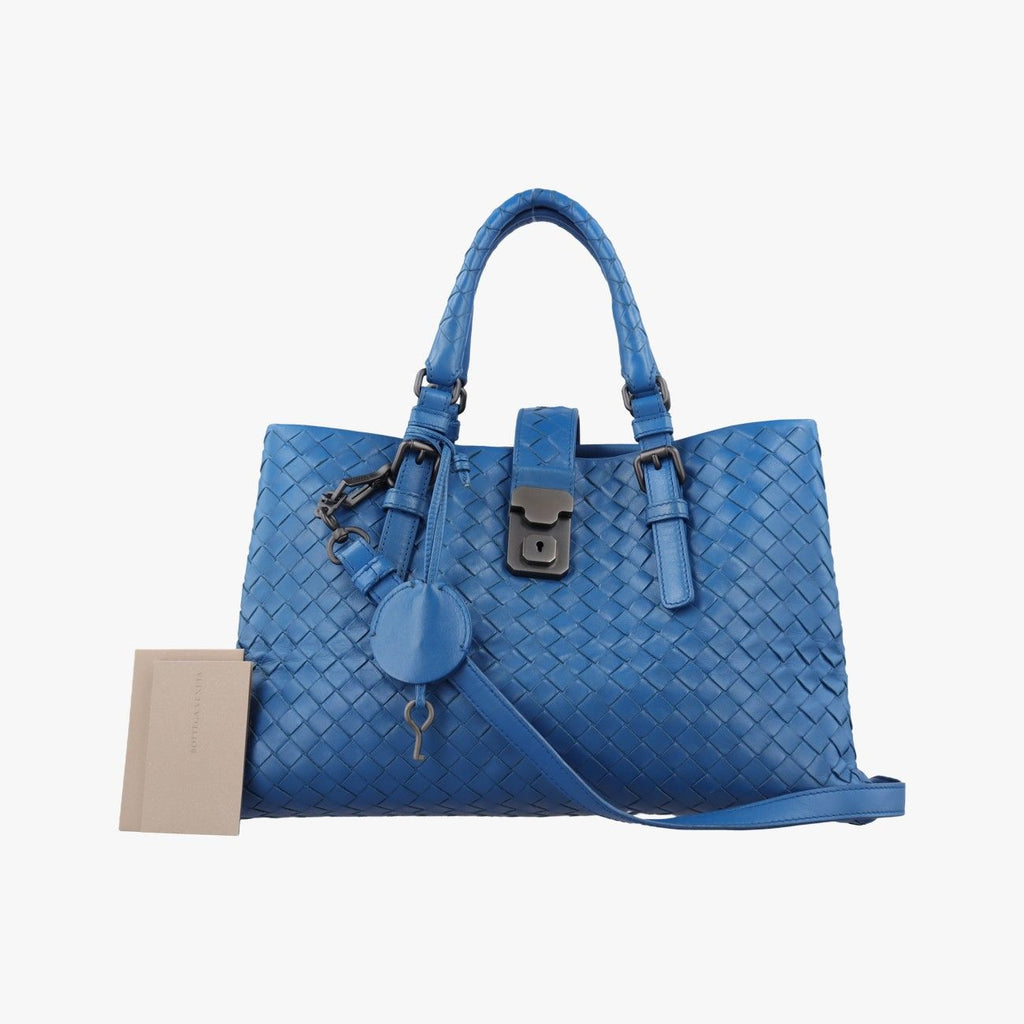 Bottega Veneta Roman Intrecciato Blue Lambskin Shoulder