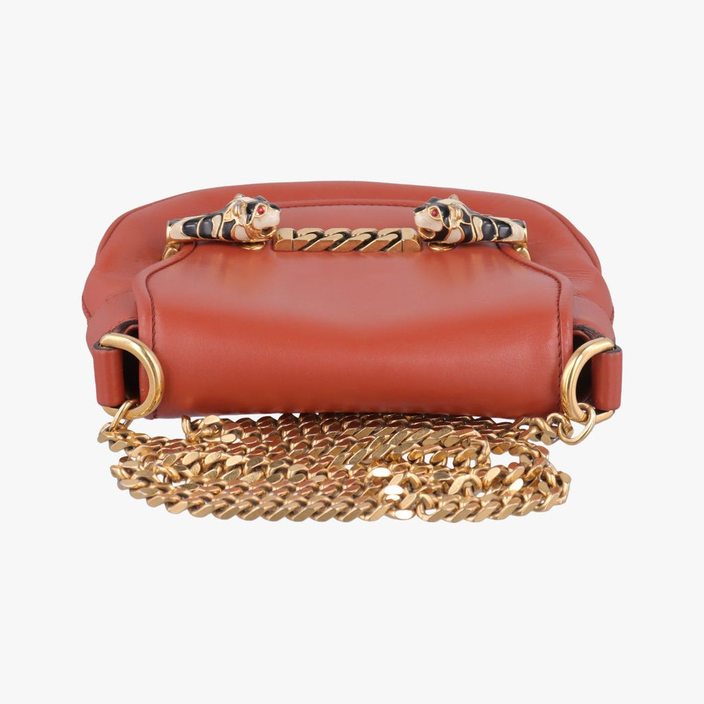 Gucci Nubuck Tigret Chain Brown Leather Shoulder — view 8