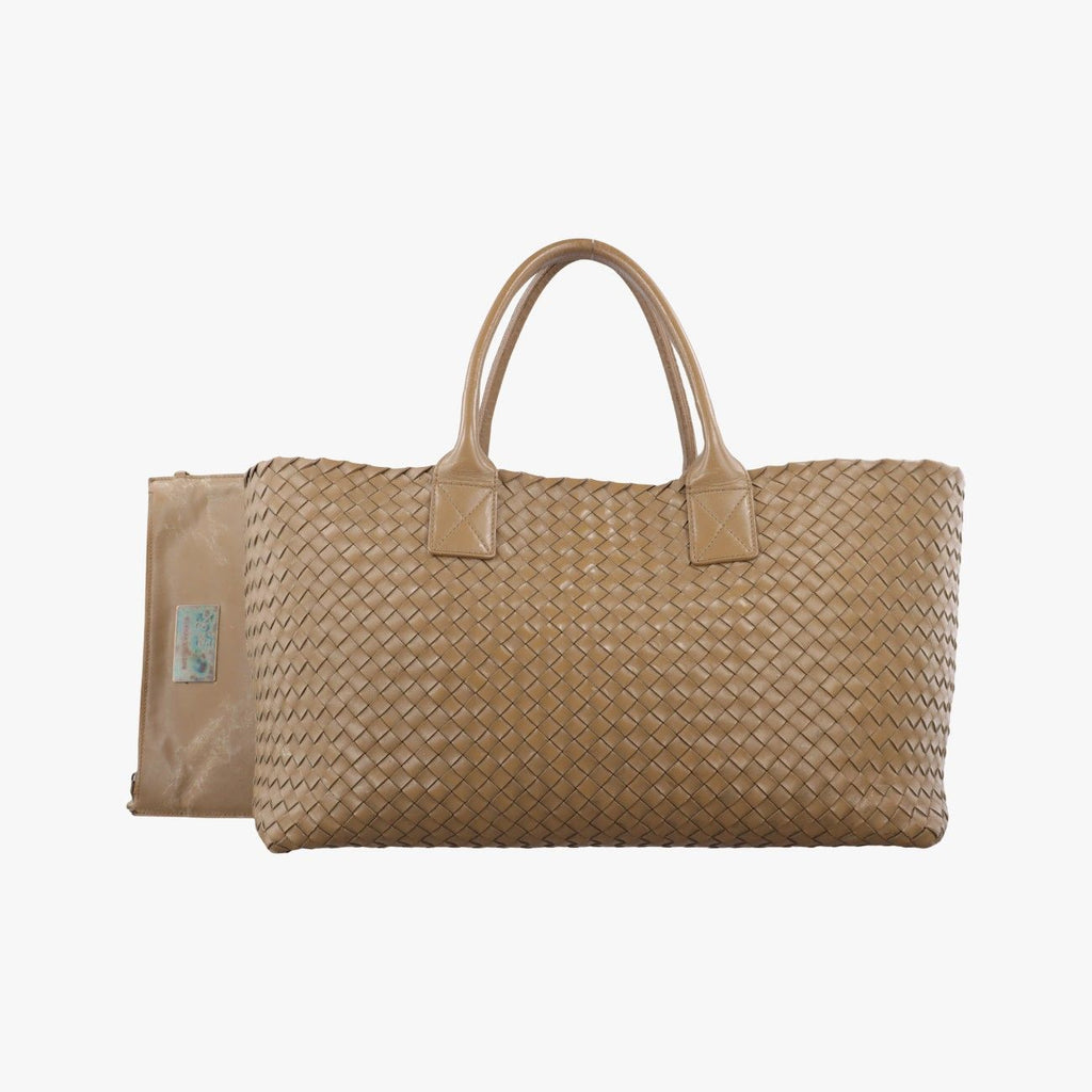 Bottega Veneta Cabas MM Brown Leather Is Listed Handbag