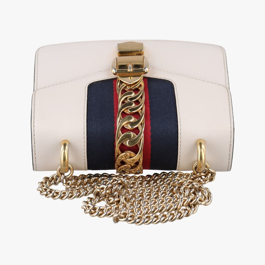 Gucci Sylvie Ivory Navy Red Leather Shoulder — view 8