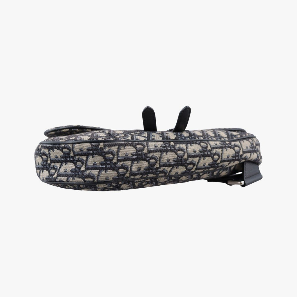 Dior Saddle Navy Jacquard Leather Handbag — view 3