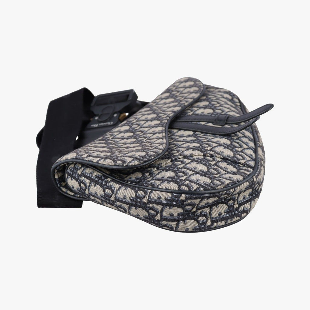 Dior Saddle Navy Jacquard Leather Handbag — view 5