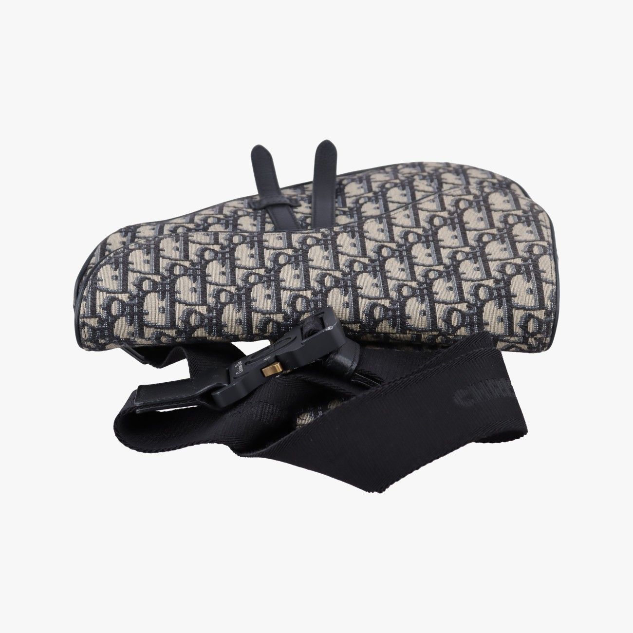 Dior Saddle Navy Jacquard Leather Handbag — view 8