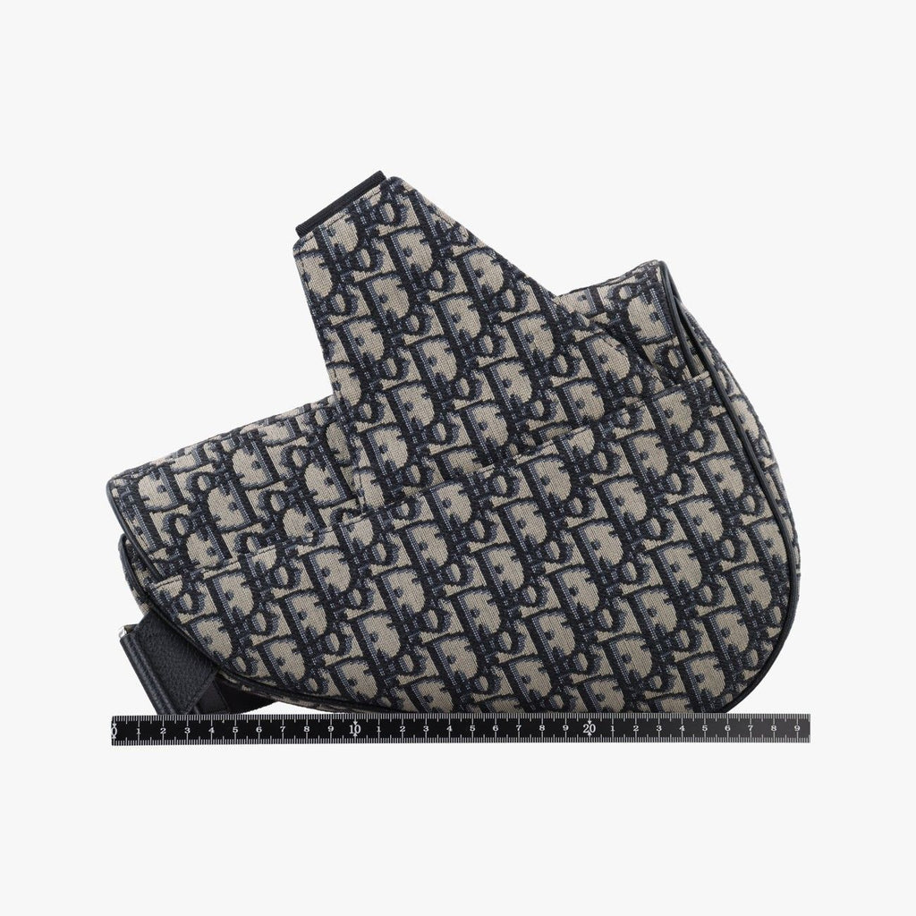 Dior Saddle Navy Jacquard Leather Handbag — view 2