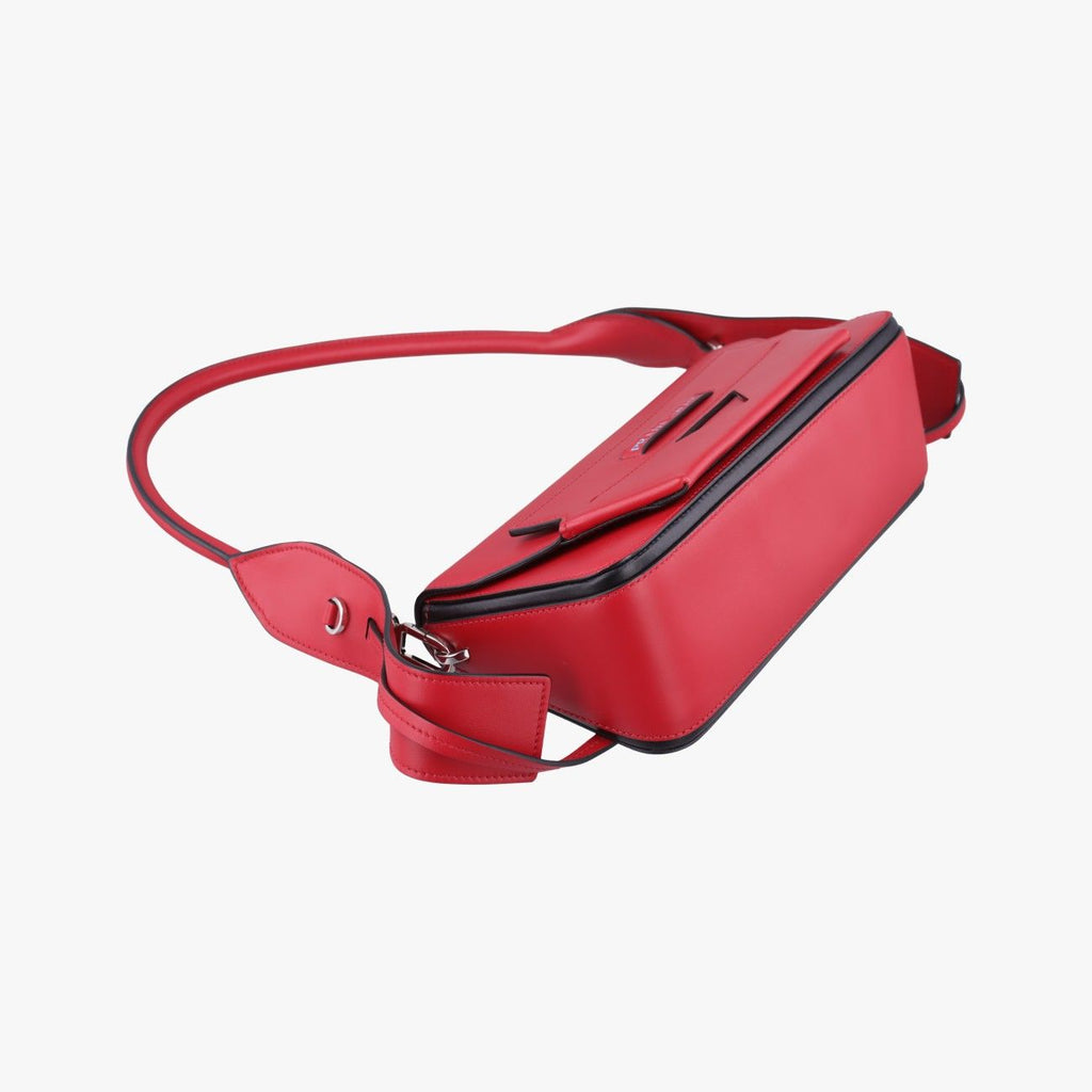 Prada Cognac Red Black Leather 25 Shoulder — view 5