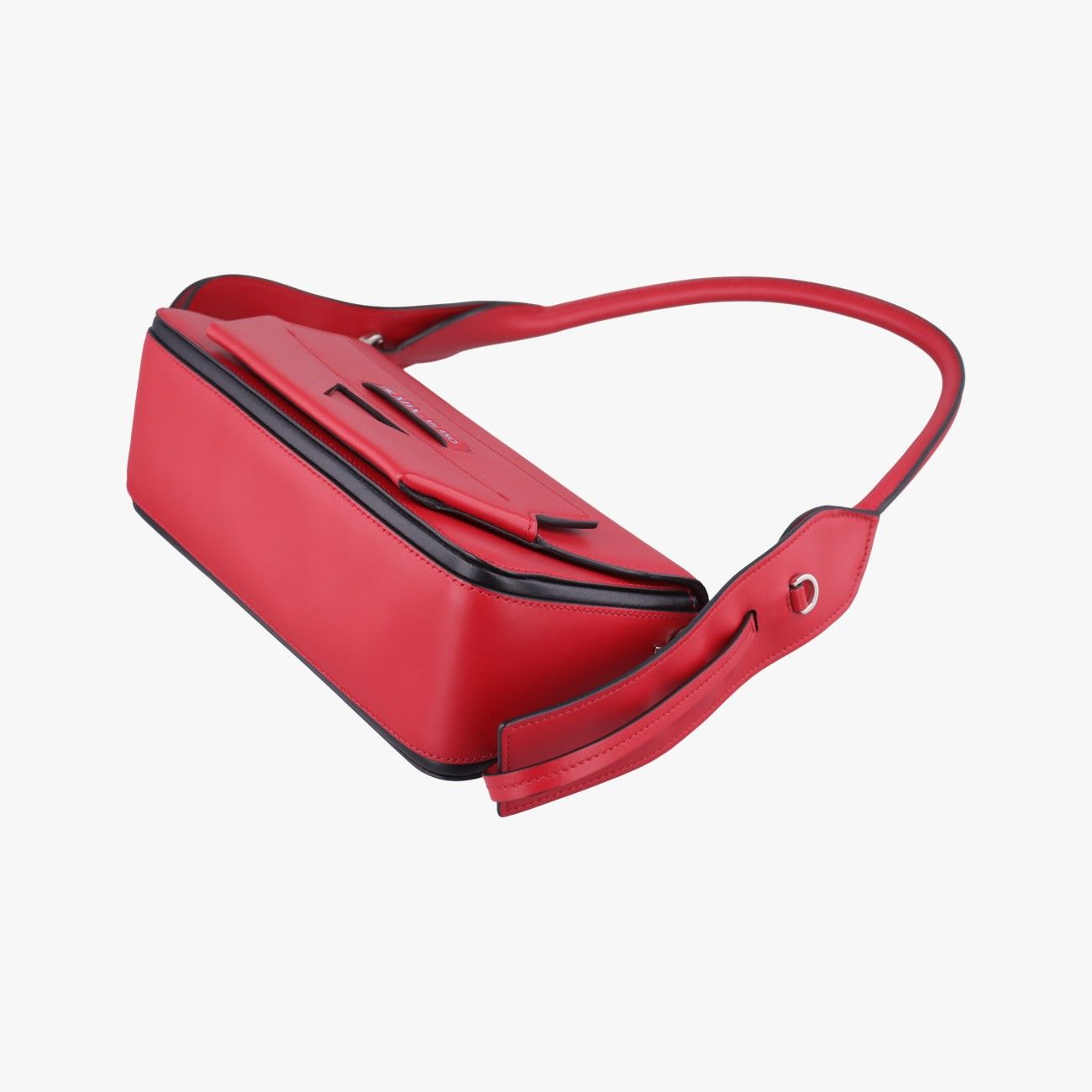 Prada Cognac Red Black Leather 25 Shoulder — view 4