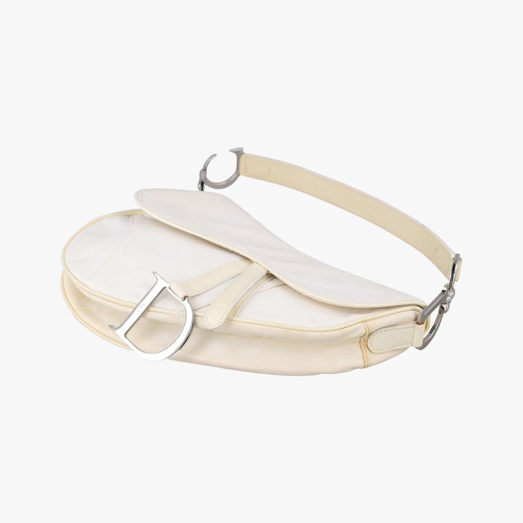 Dior Saddle White Nylon Leather Shoulder — view 4