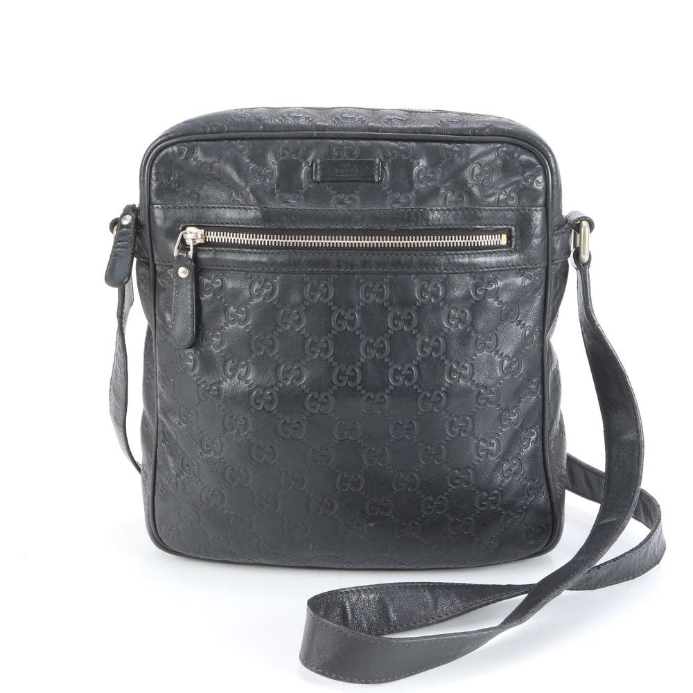 Gucci Guccissima Leather Shoulder Bag Crossbody Messenger Black