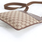 Gucci GG Canvas Leather Shoulder Bag Crossbody Messenger Brown — view 6