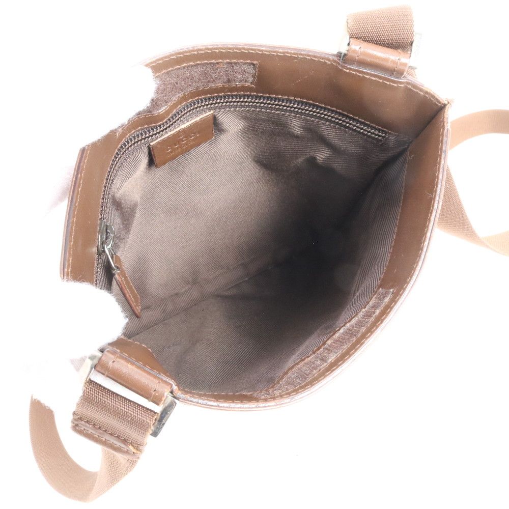 Gucci GG Canvas Leather Shoulder Bag Crossbody Messenger Brown — view 7