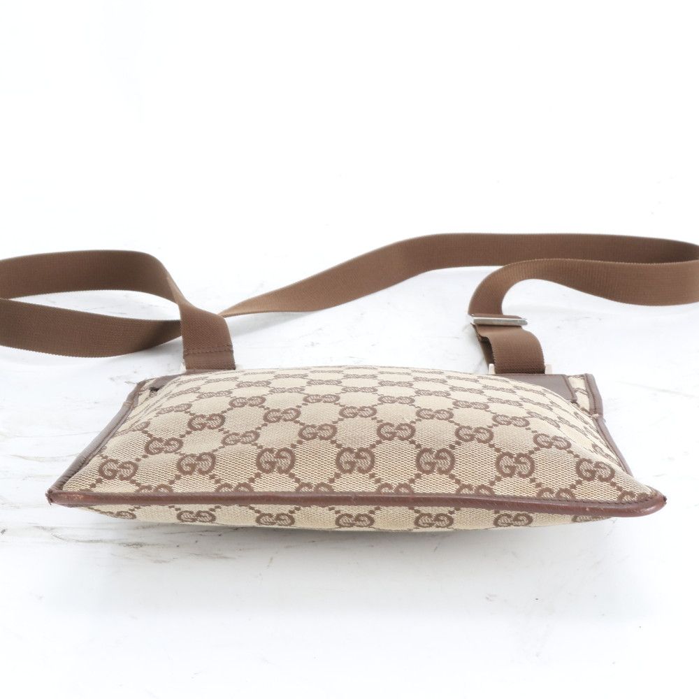 Gucci GG Canvas Leather Shoulder Bag Crossbody Messenger Brown — view 5