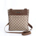 Gucci GG Canvas Leather Shoulder Bag Crossbody Messenger Brown