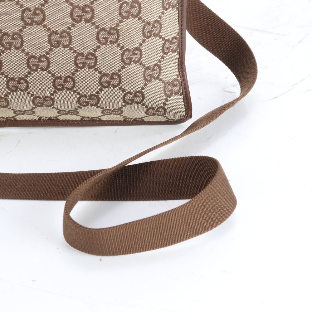 Gucci GG Canvas Leather Shoulder Bag Crossbody Messenger Brown — view 2