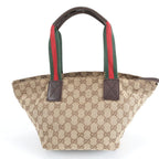 Gucci GG Canvas Sherry Line Leather Tote Shoulder Hand — view 3