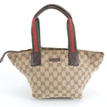 Gucci GG Canvas Sherry Line Leather Tote Shoulder Hand