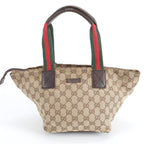 Gucci GG Canvas Sherry Line Leather Tote Shoulder Hand
