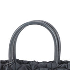 Prada Tessuto Nylon Gathered Triangle Logo Leather Tote Shoulder — view 2