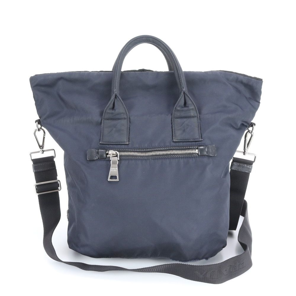 Prada Tessuto Nylon Reversible Triangle Logo Leather 2-Way Shoulder — view 2
