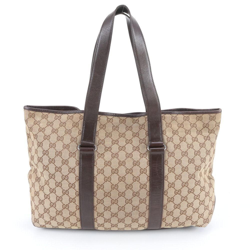 Gucci GG Canvas Leather Tote Shoulder Business Document Brown — view 3