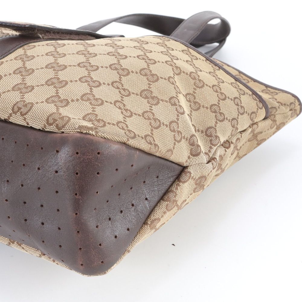 Gucci GG Canvas Leather Tote Shoulder Business Document Brown — view 4