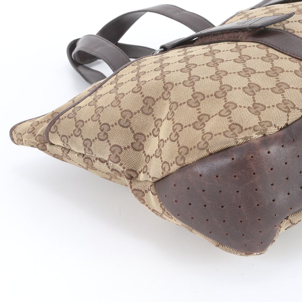 Gucci GG Canvas Leather Tote Shoulder Business Document Brown — view 6
